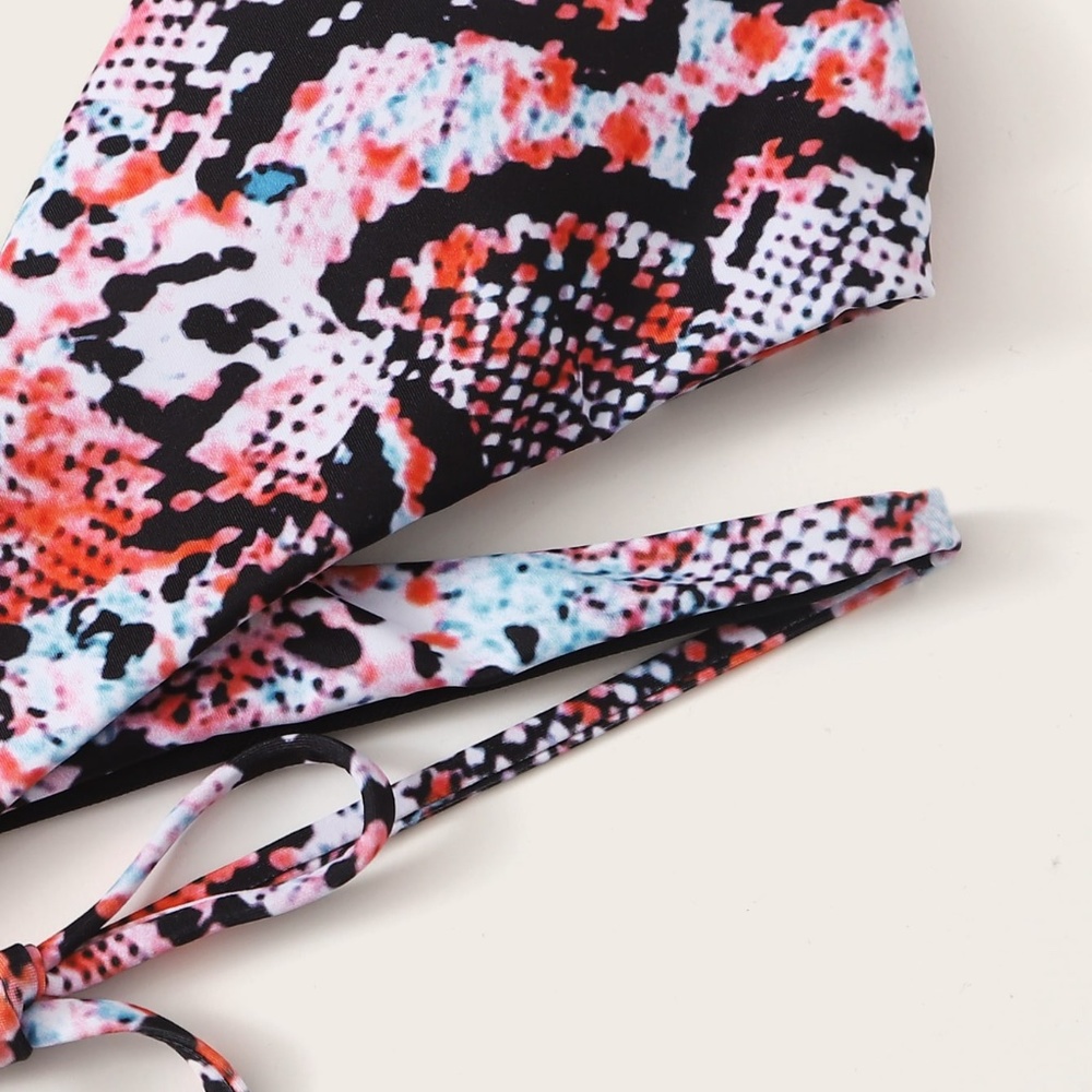 Snakeskin Print Criss Cross Swimsuit - Picture 4 of 8